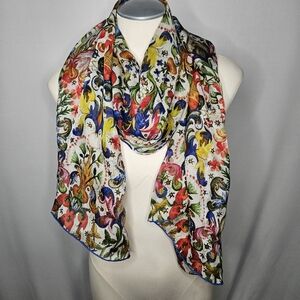 Fox & Chave Vibrant Handmade Floral Patterned Silk Scarf